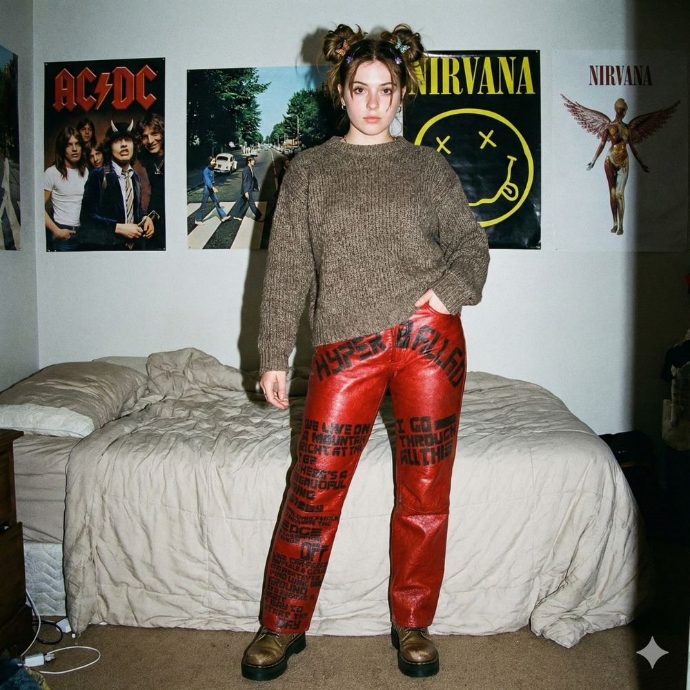 Vintage 90s Bjork Hyperballad Red Leather Pants Womens 28 XOXO Y2K Alt‎ Rock